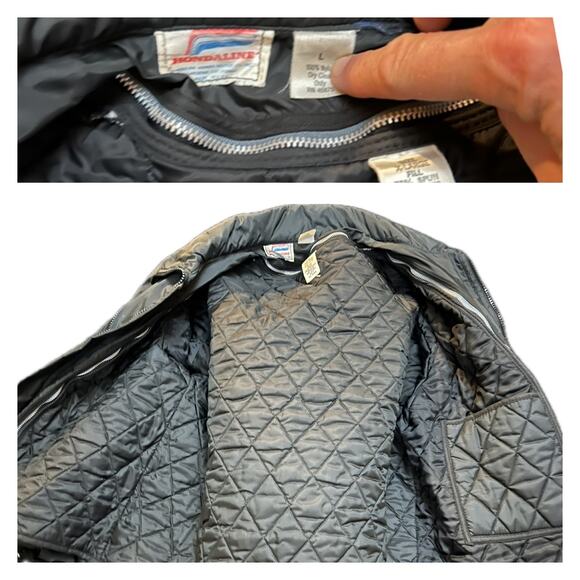 1980s Black Honda Interstate Zip Up Puffer Jacket Zip out Liner / Men’s Large * - Picture 4 of 5